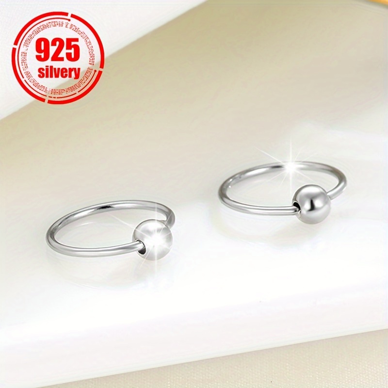 925 Sterling Silver Round Bead Stud Earrings